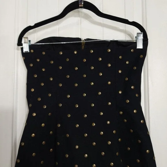 Vtg Betsey Johnson Womens Dress Black Denim Studded Zip Strapless Y2K 90s Sz 4 S - Picture 7 of 10